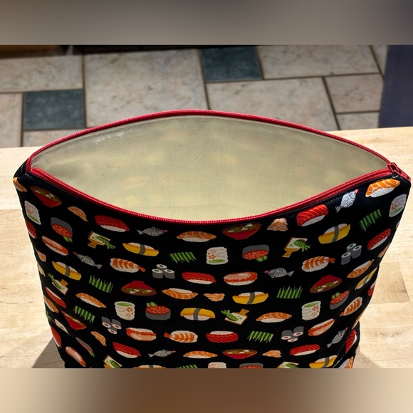 Handmade sushi zippered bag cotton one of a kind - Picture 4 of 7